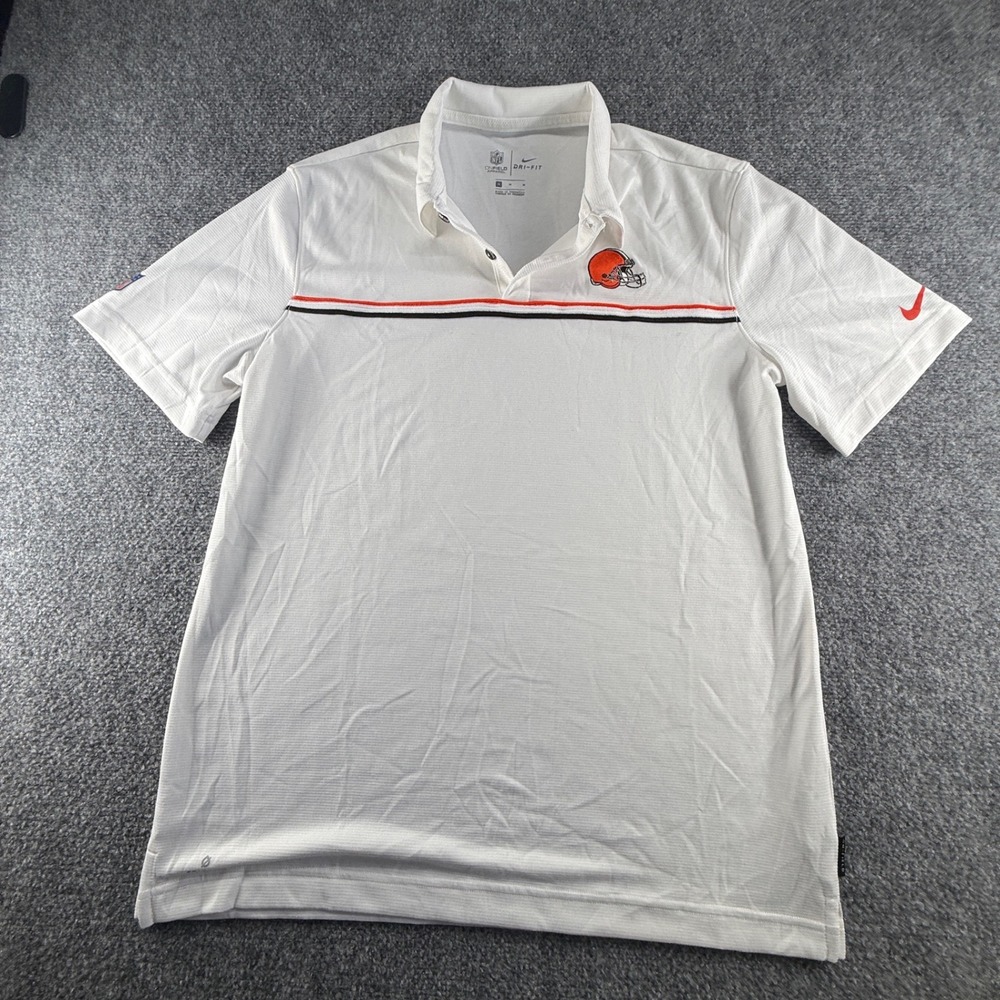 Nike Cleveland Browns NFL Onfield Dri-FIT Polo Shirt White Mens Medium 0782